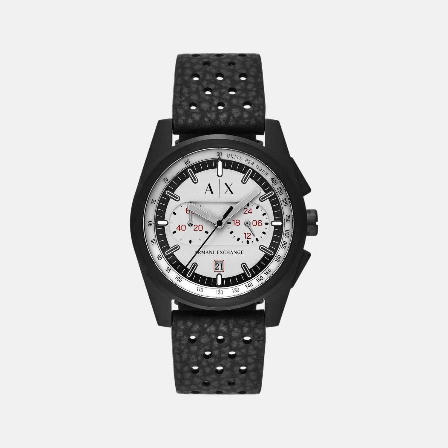 Men Quartz Grey Dial Chronograph Rubber Watch AX2865