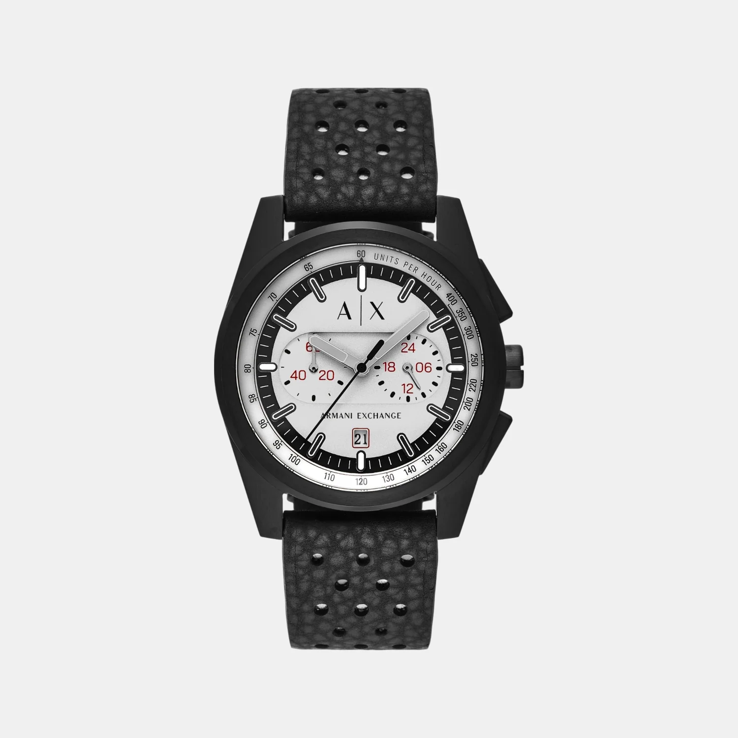 Men Quartz Grey Dial Chronograph Rubber Watch AX2865 - Image 2