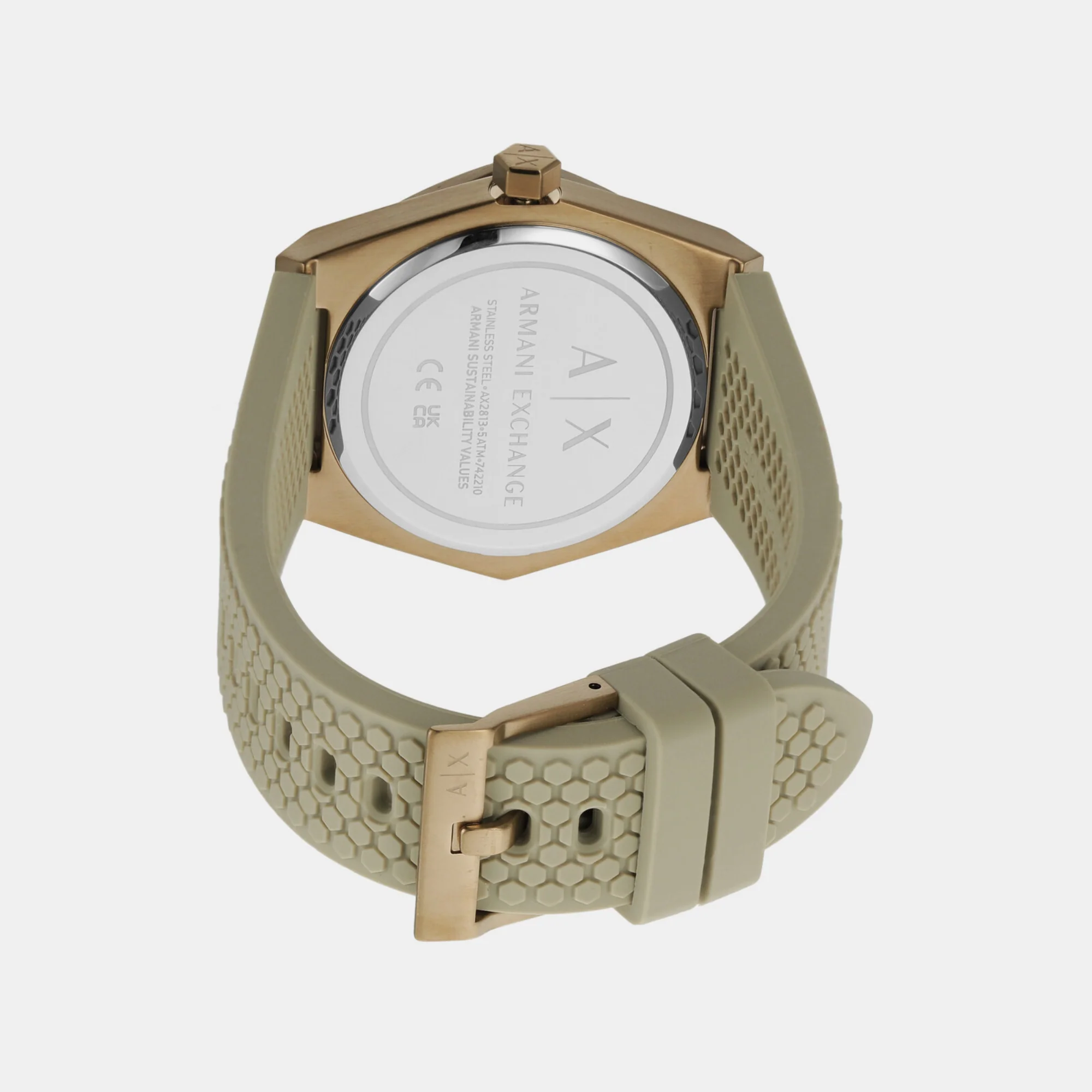 Men Quartz Silver Dial Analog Silicone Watch AX2813 - Image 2