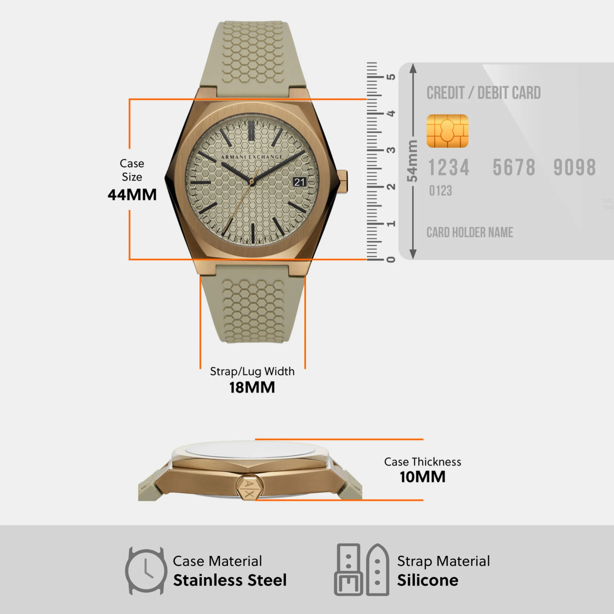 Men Quartz Silver Dial Analog Silicone Watch AX2813 - Image 4