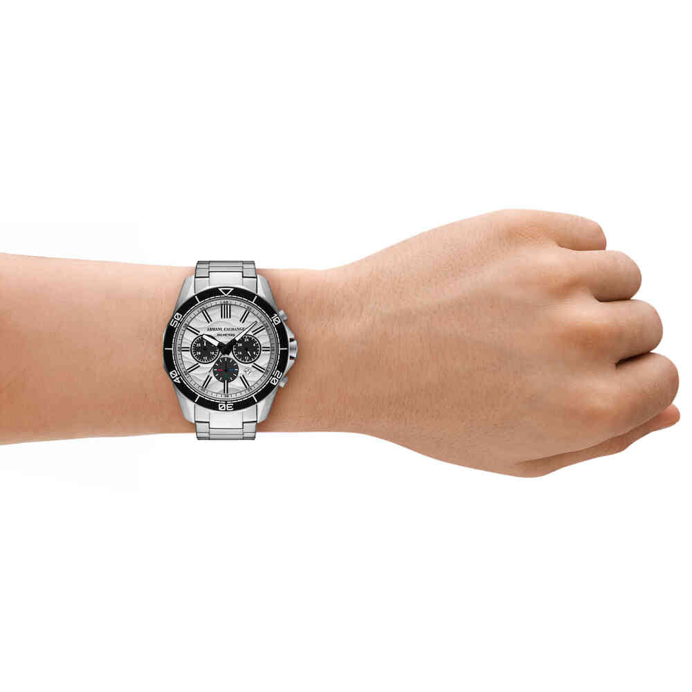 Men Quartz Silver Dial Chronograph Stainless Steel Watch AX1969 - Image 4