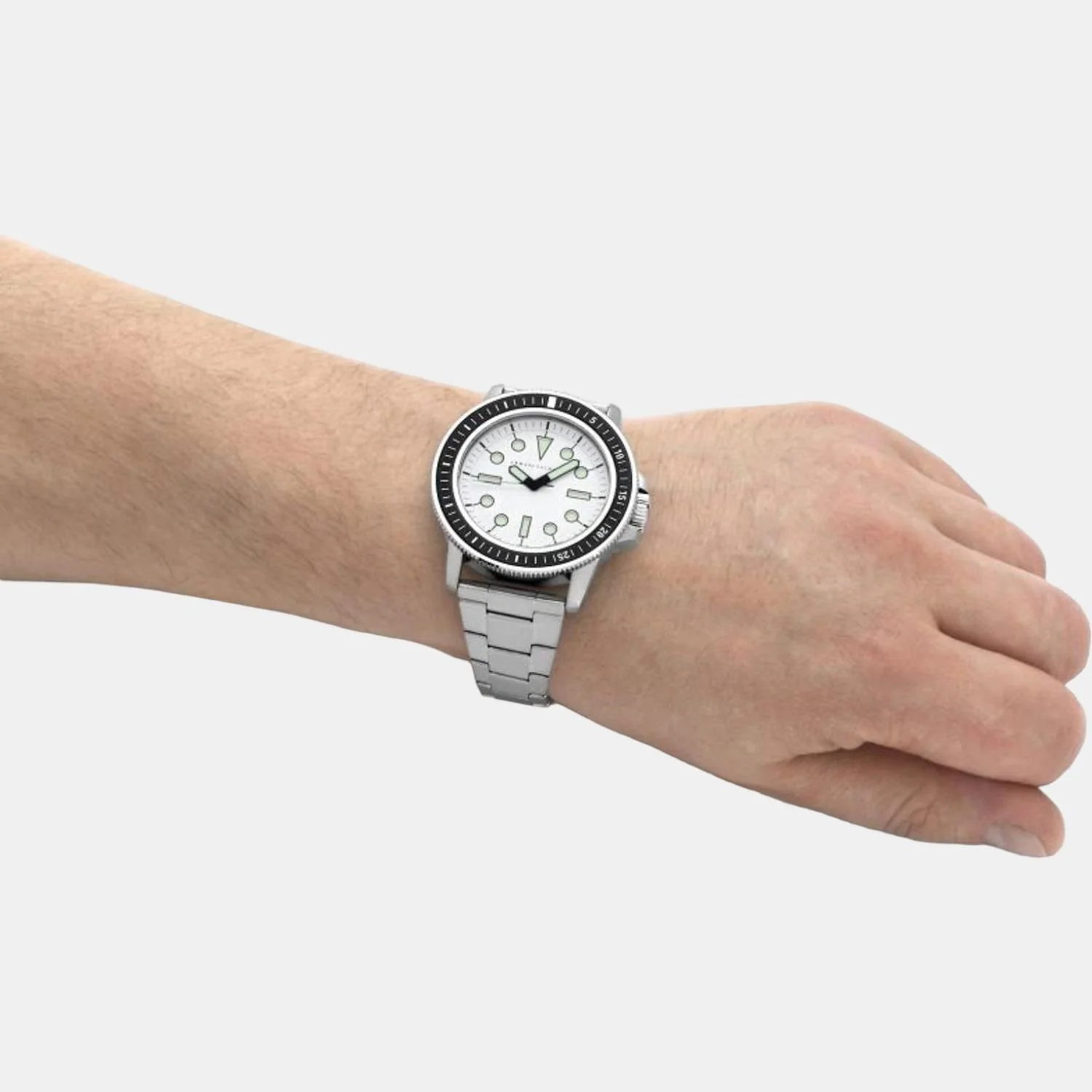 Men Quartz White Dial Analog Stainless Steel Watch AX1853 - Image 4