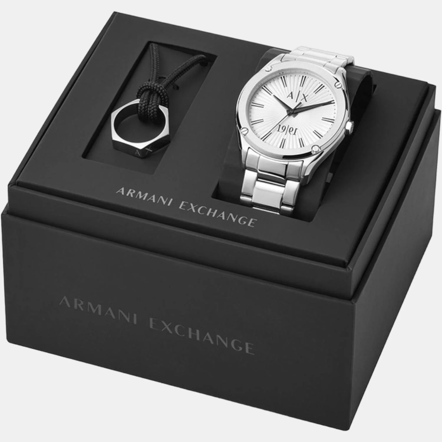 Men Quartz White Dial Analog Stainless Steel Watch AX7131SET - Image 6