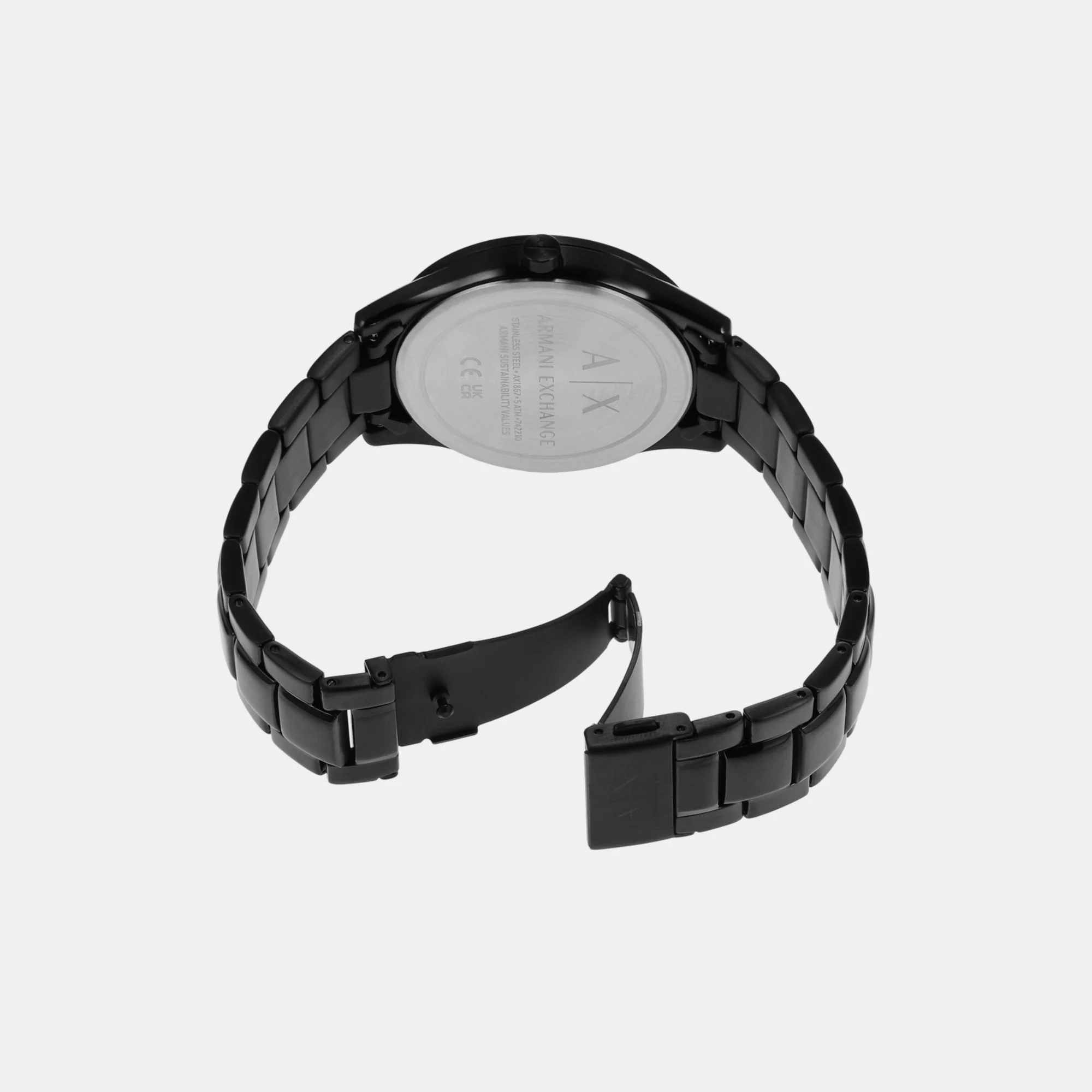 Na Men Quartz Black Dial Analog Stainless Steel Watch AX1867 - Image 3