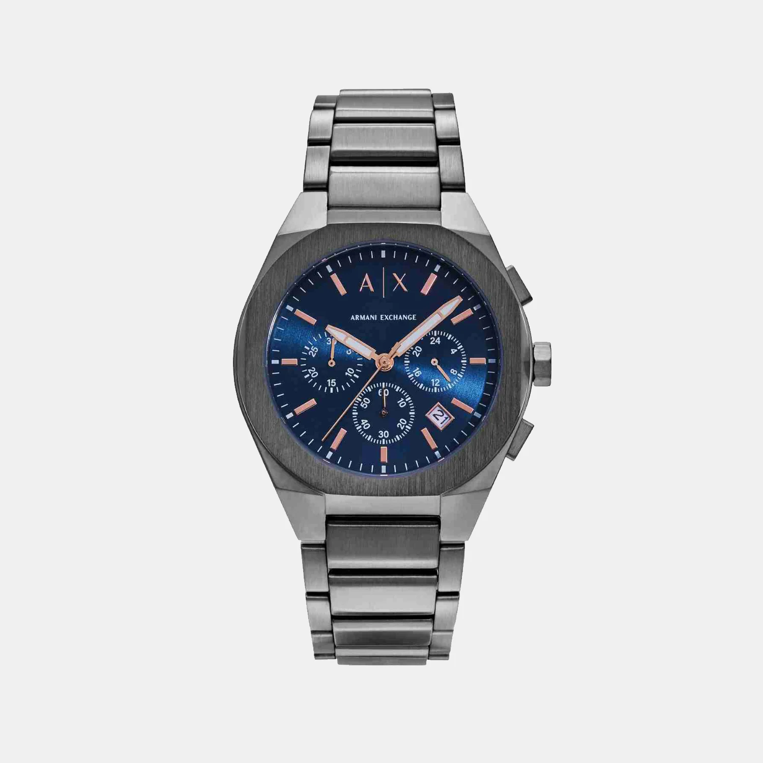Na Men Quartz Blue Dial Chronograph Stainless Steel Watch AX4182 - Image 2
