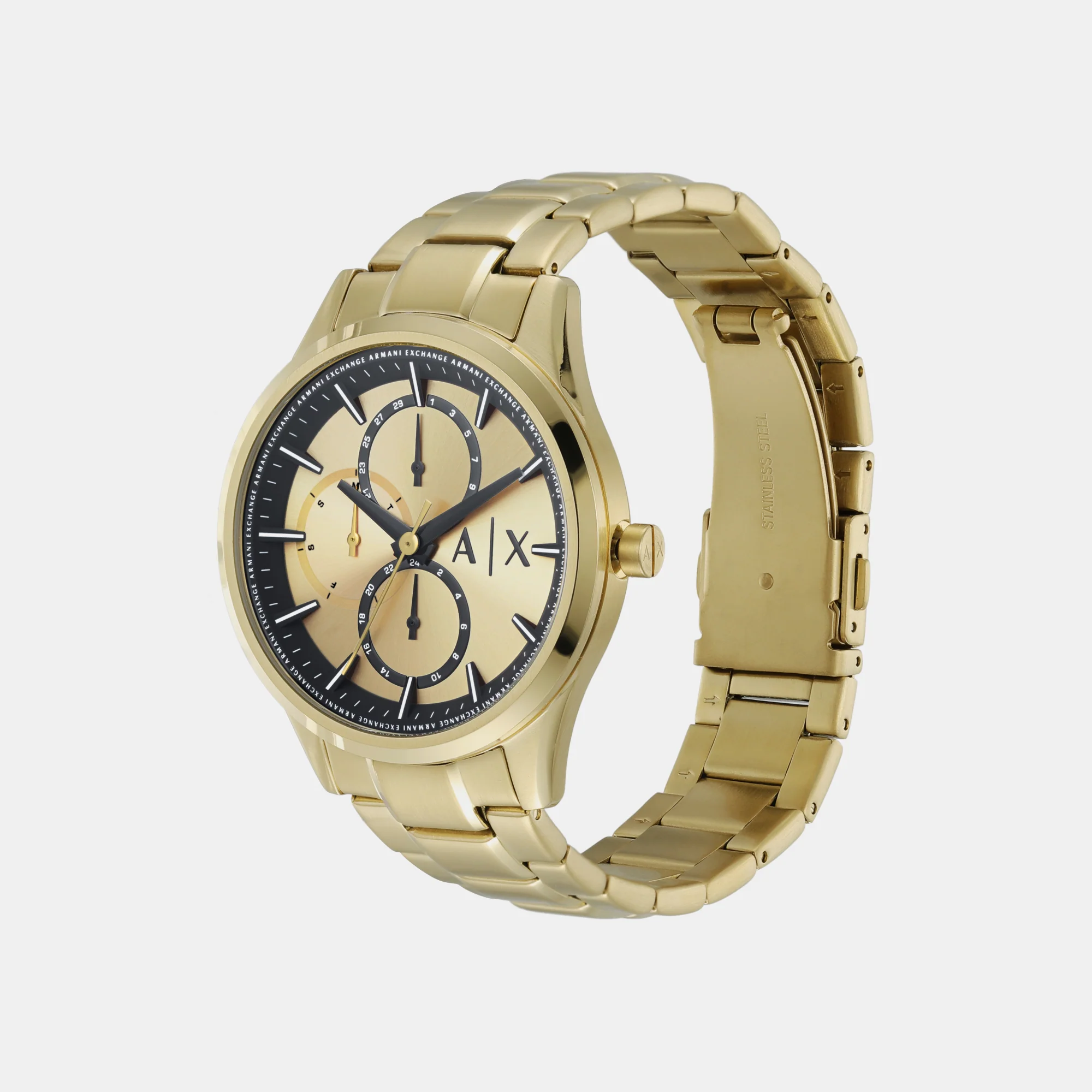 Na Men Quartz Gold Dial Chronograph Stainless Steel Watch AX1866 - Image 3