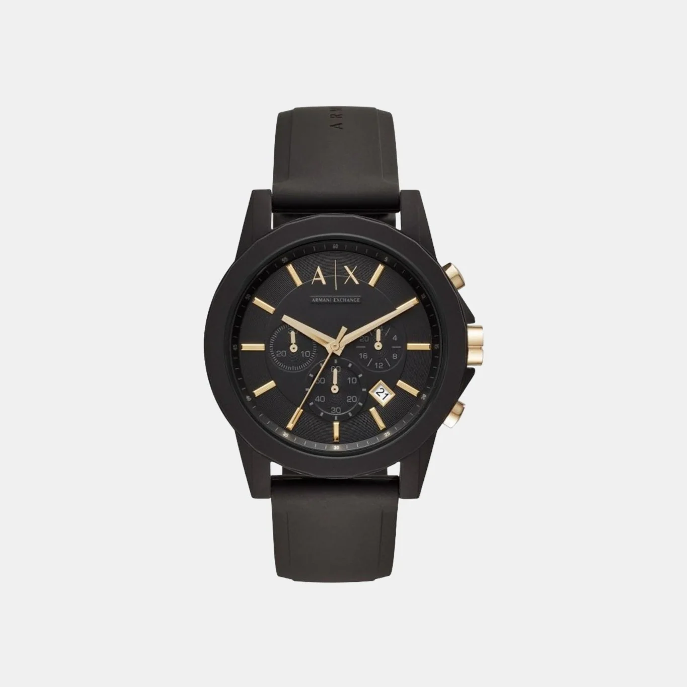 Outerbanks Men Quartz Black Dial Chronograph Silicone Watch AX7105