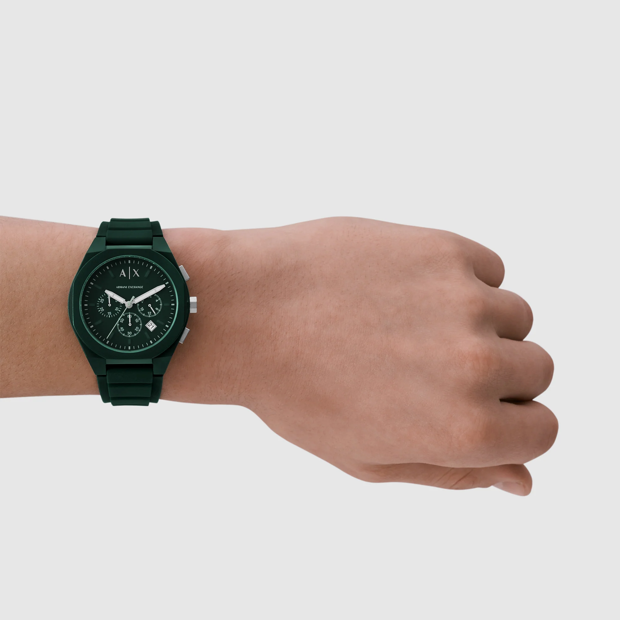 Rafael Men Quartz Green Dial Chronograph Silicone Watch AX4163 - Image 4