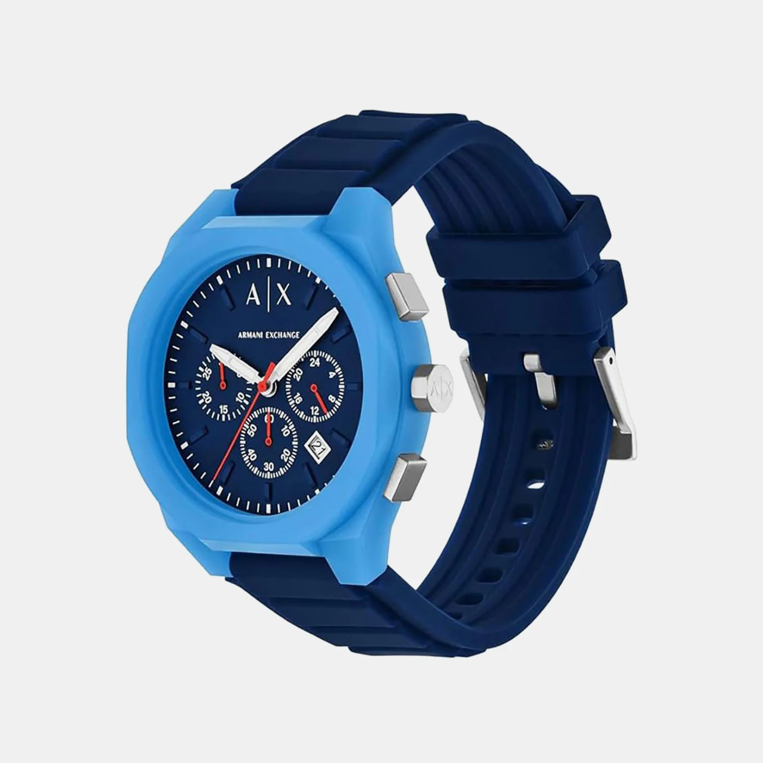 Sync Men Quartz Blue Dial Chronograph Silicone Watch AX4170 - Image 3