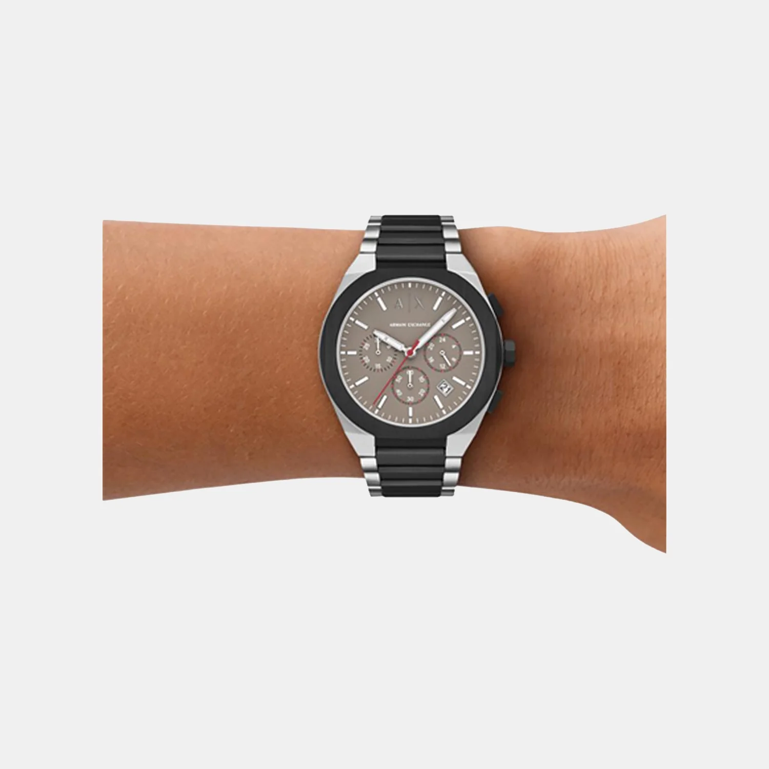 Sync Men Quartz Brown Dial Chronograph Stainless Steel Watch AX4199 - Image 2