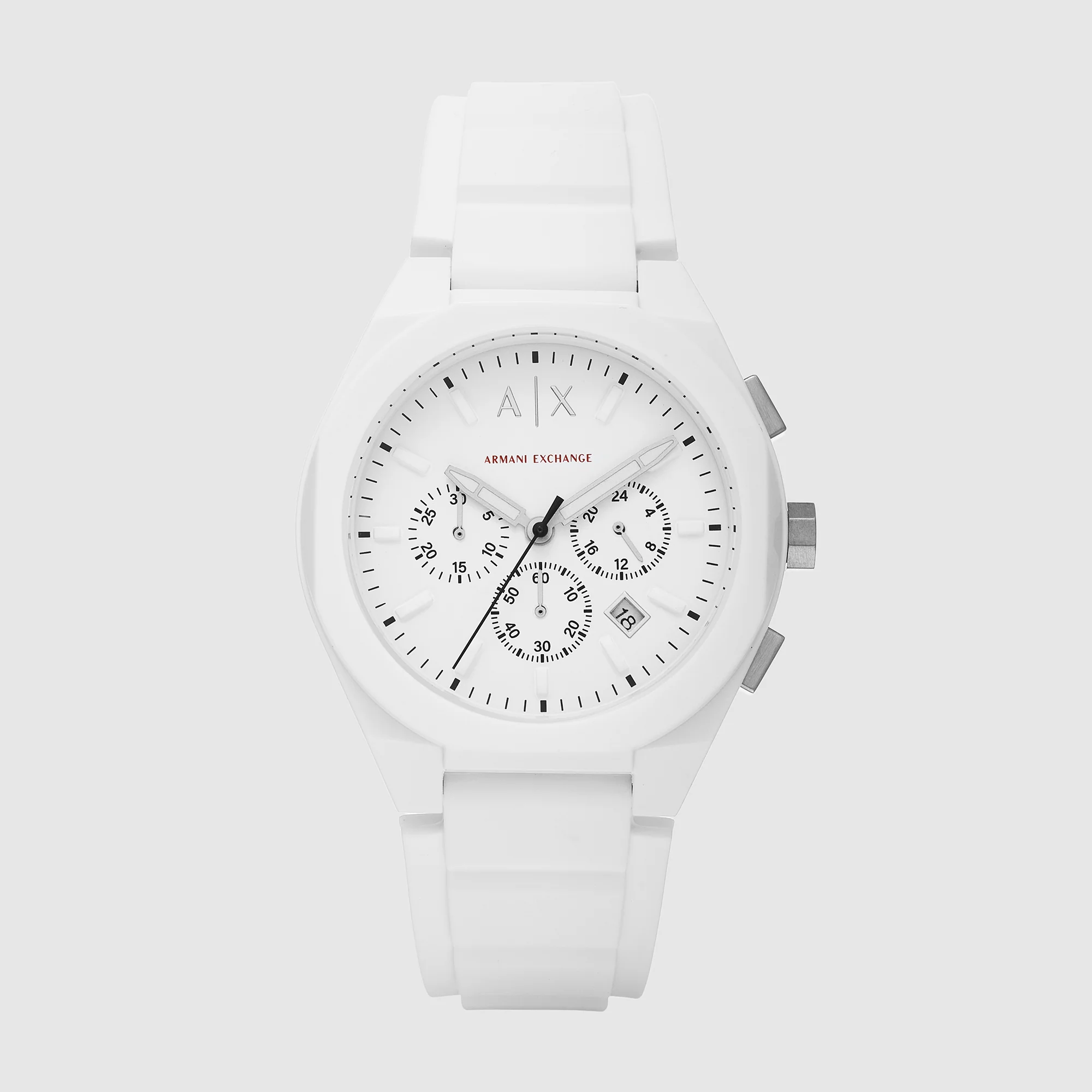 Sync Men Quartz White Dial Chronograph Silicone Watch AX4160