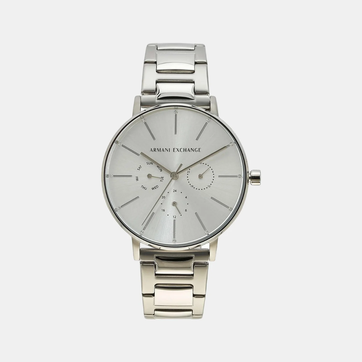 Unisex Quartz Silver Dial Chronograph Stainless Steel Watch AX5551