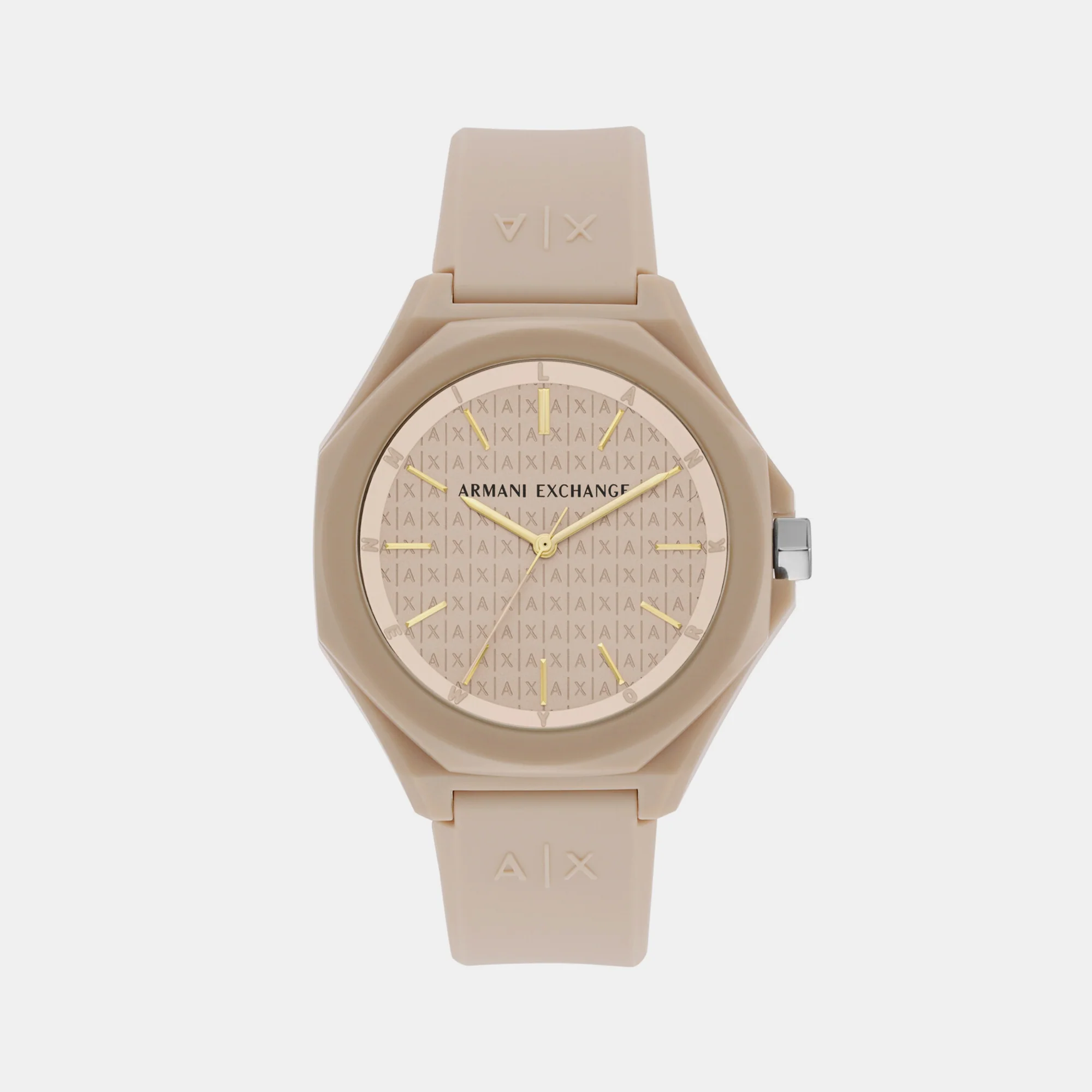 Women Quartz Beige Dial Analog Silicone Watch AX4603