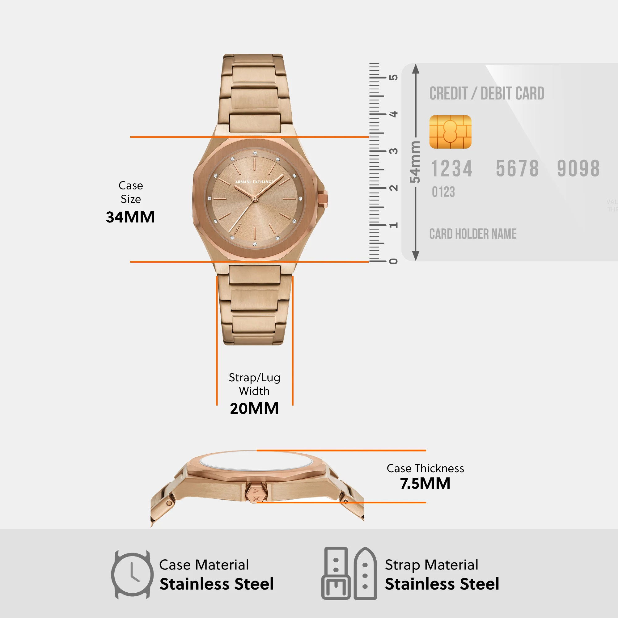 Women Quartz Gold Dial Analog Stainless Steel Watch AX4616 - Image 8