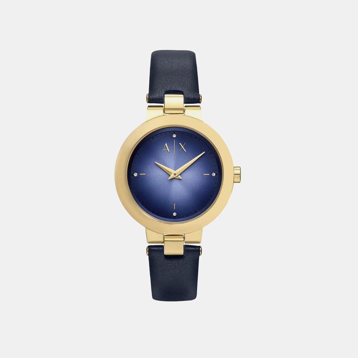 Women Quartz Blue Dial Analog Leather Watch AX5179