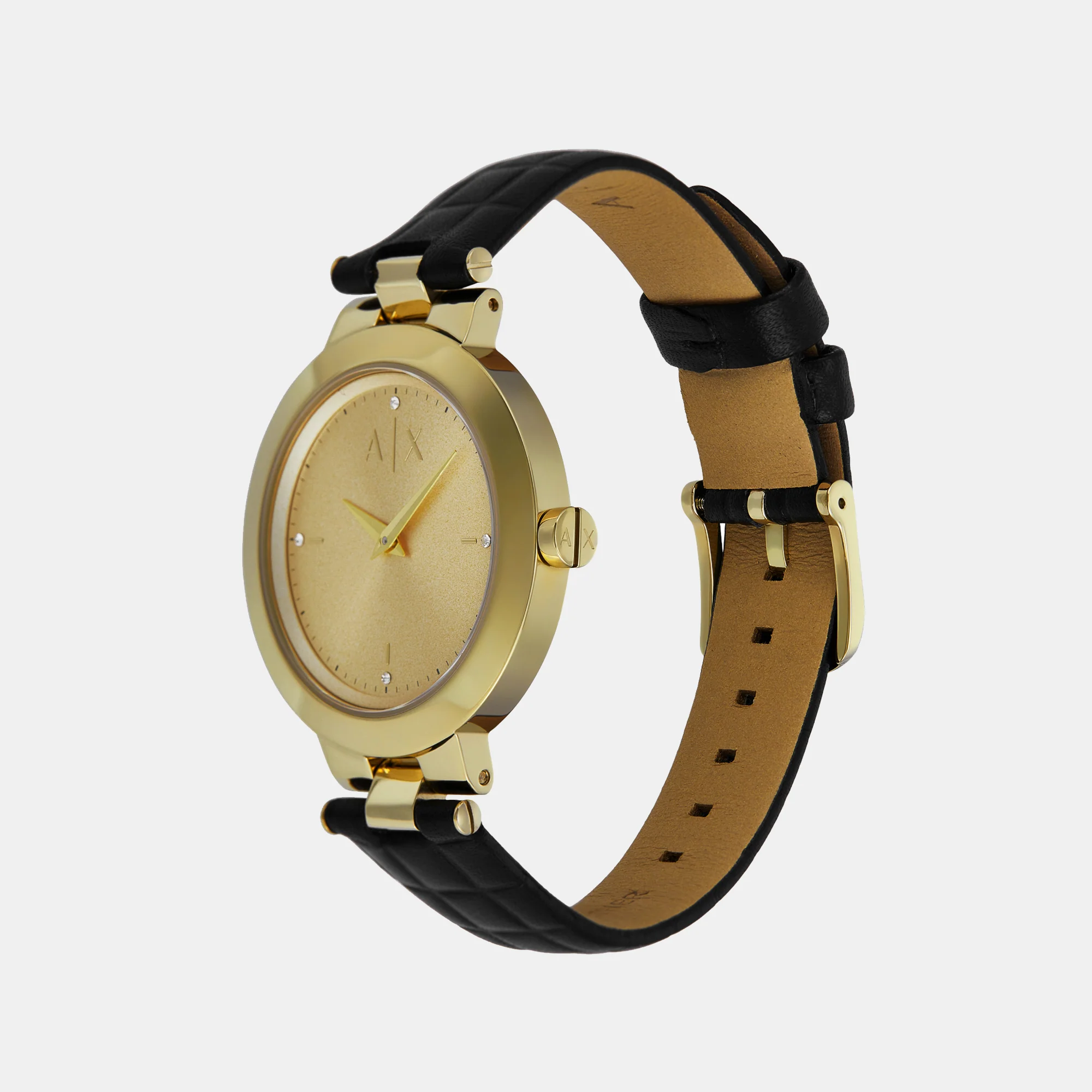 Women Quartz Gold Dial Analog Leather Watch AX5174 - Image 4