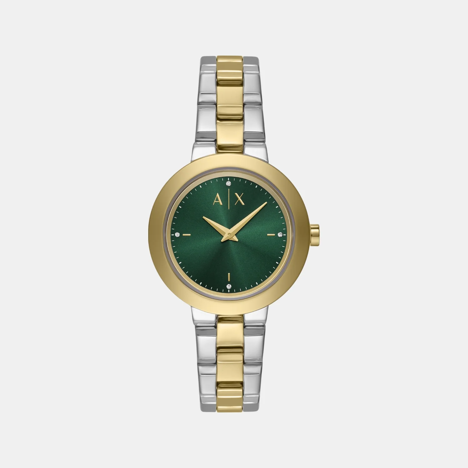 Women Quartz Green Dial Analog Stainless Steel Watch AX5176 - Image 2