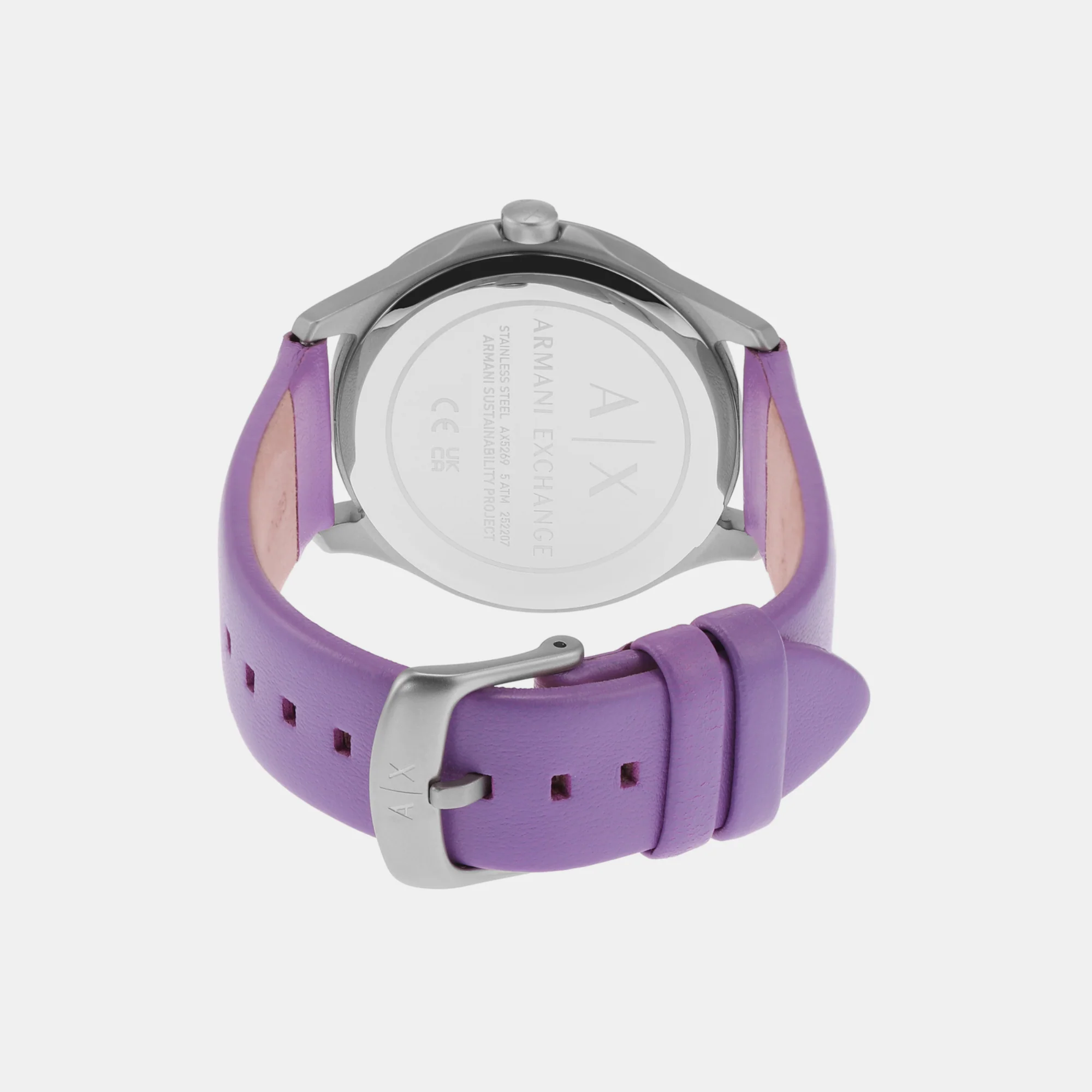 Women Quartz Purple Dial Analog Leather Watch AX5269 - Image 3