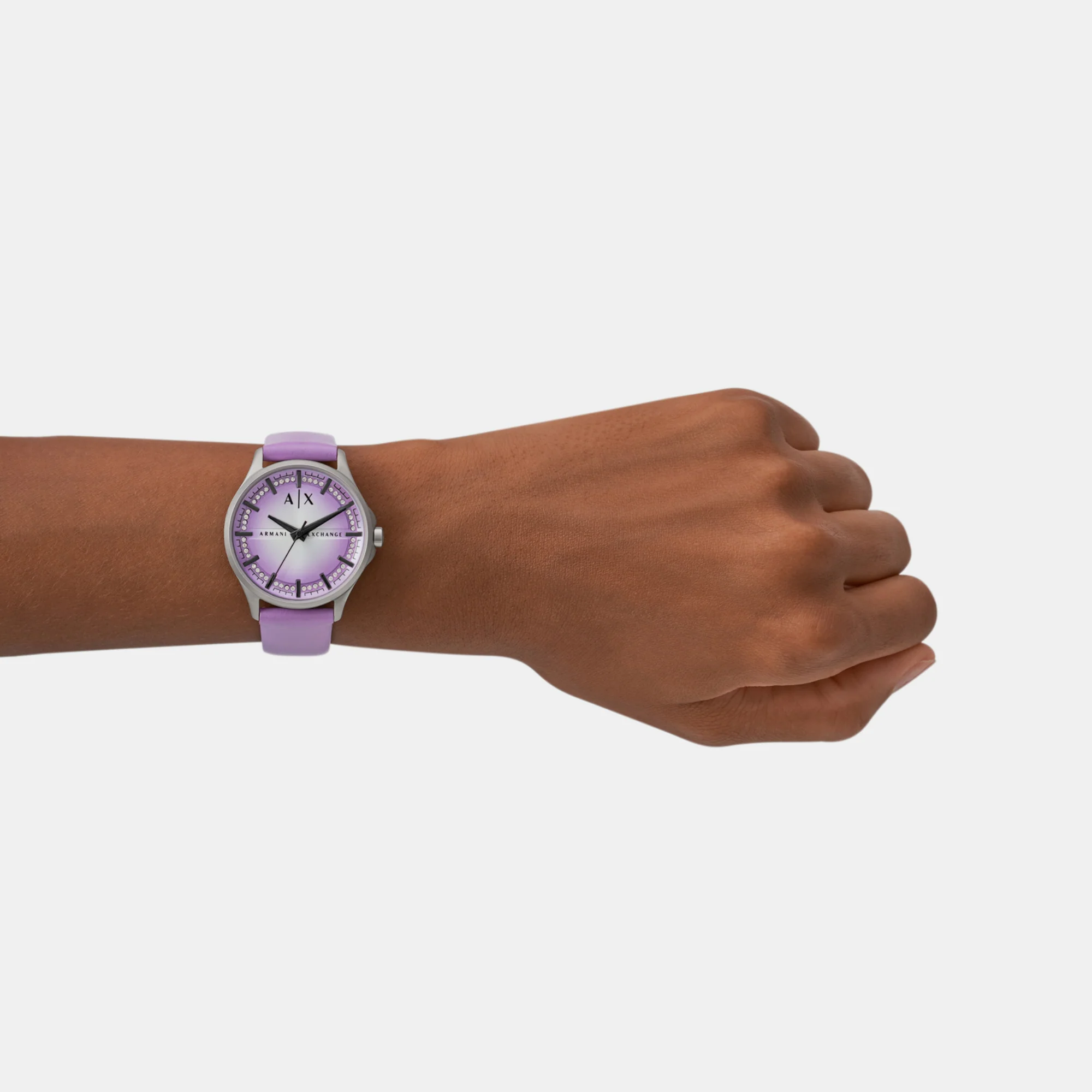 Women Quartz Purple Dial Analog Leather Watch AX5269 - Image 4