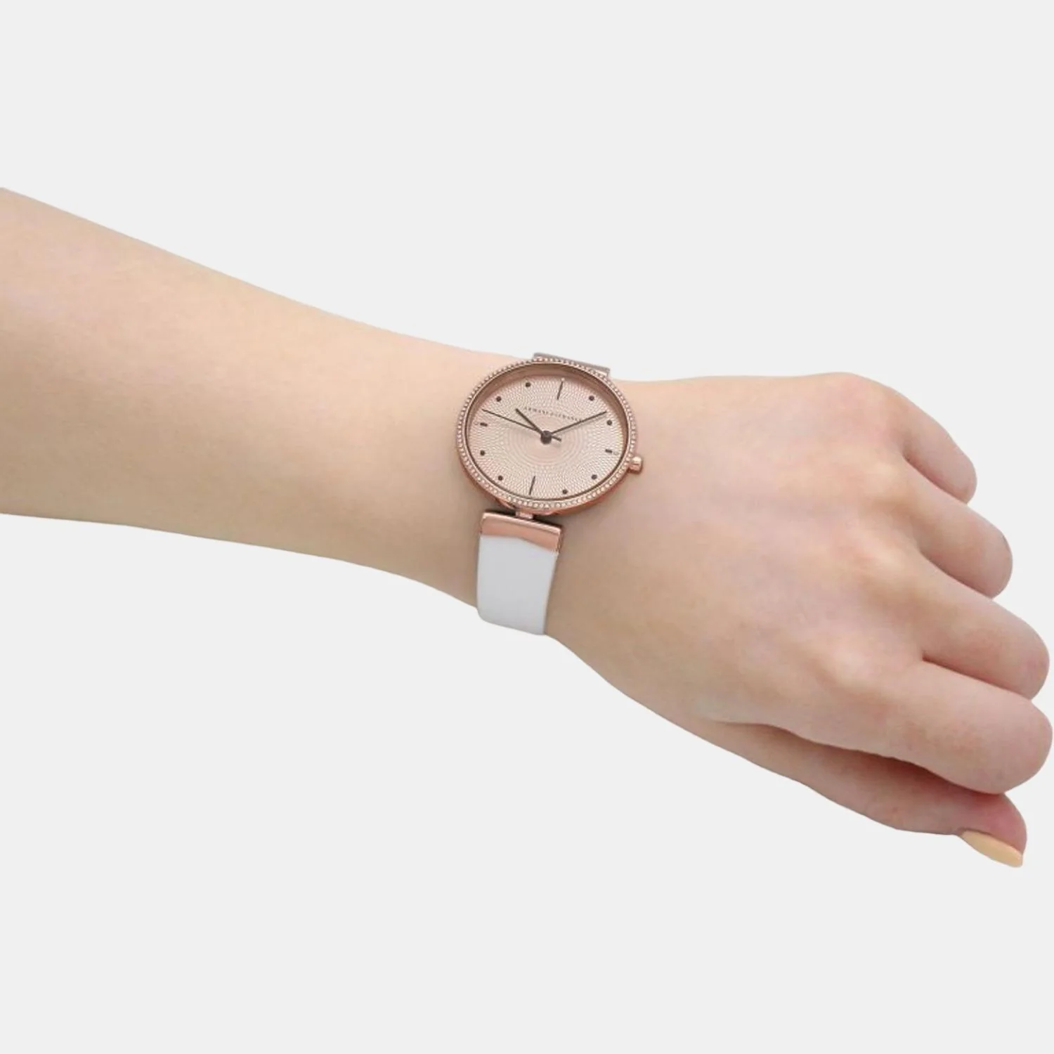 Women Quartz Rose Gold Dial Analog Leather Watch AX5914 - Image 4