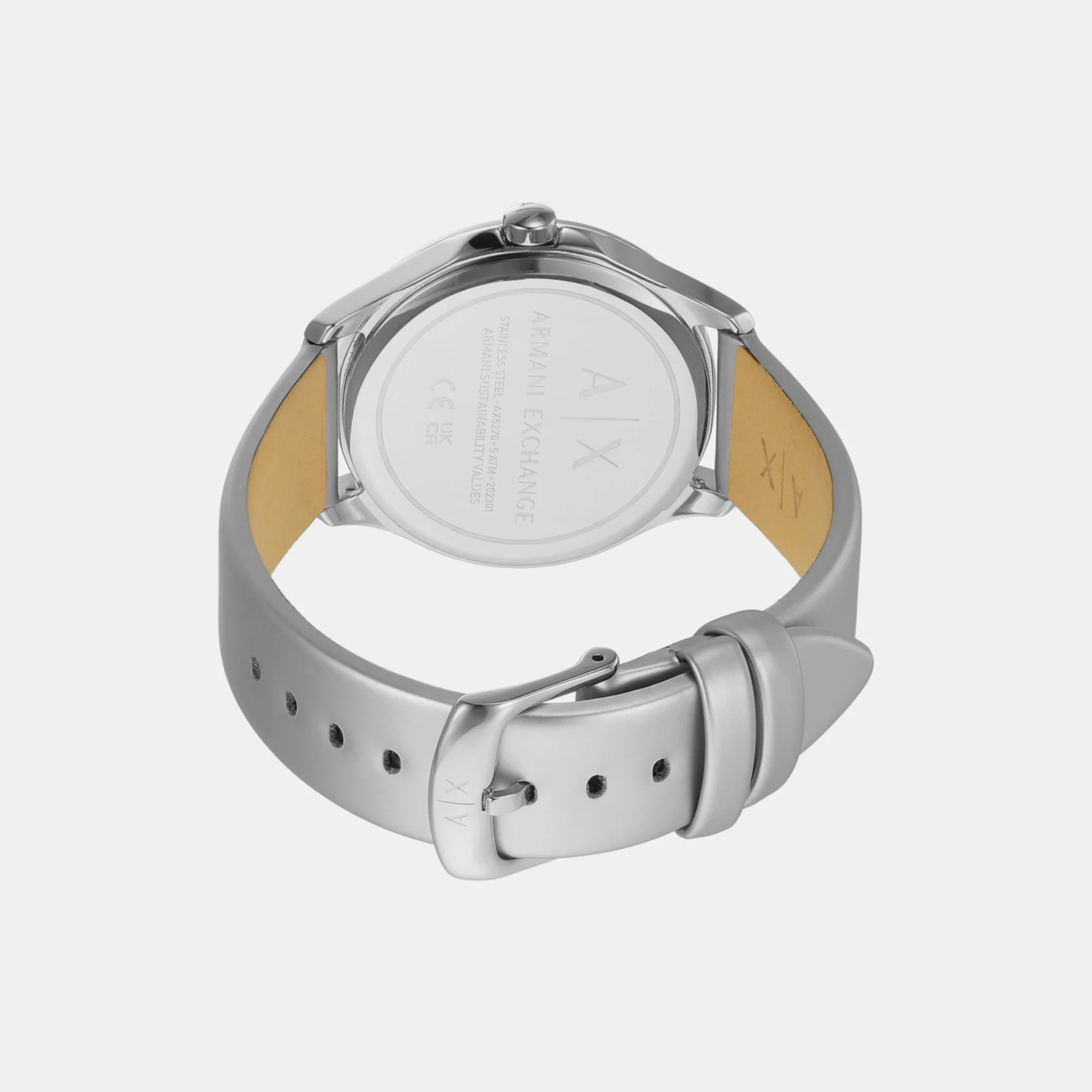 Women Quartz Silver Dial Analog Leather Watch AX5270 - Image 2