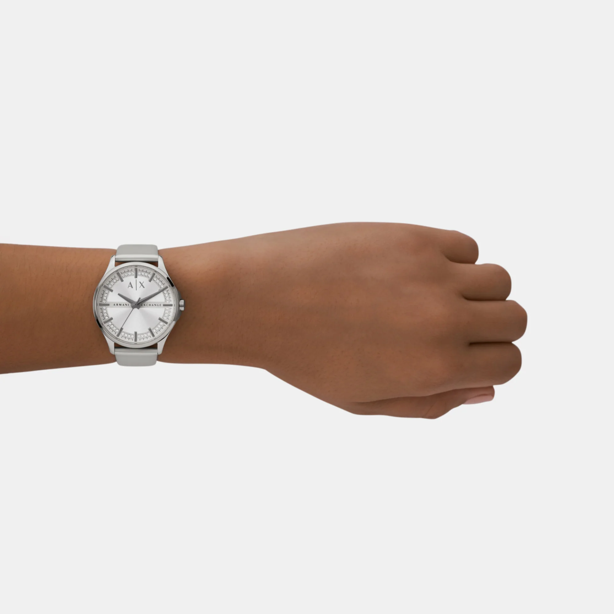 Women Quartz Silver Dial Analog Leather Watch AX5270 - Image 3