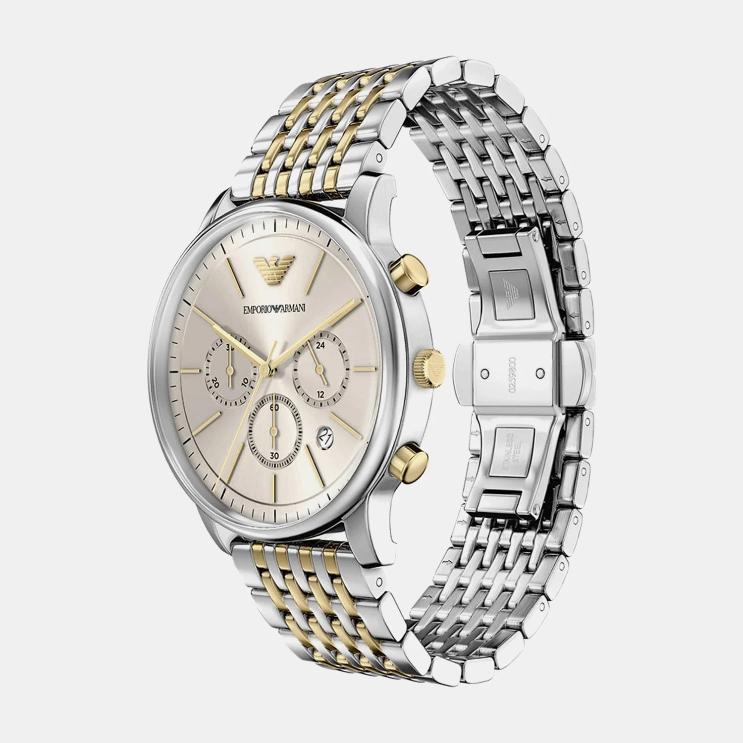 Men Quartz Cream Dial Chronograph Stainless Steel Watch AR11773 - Image 4