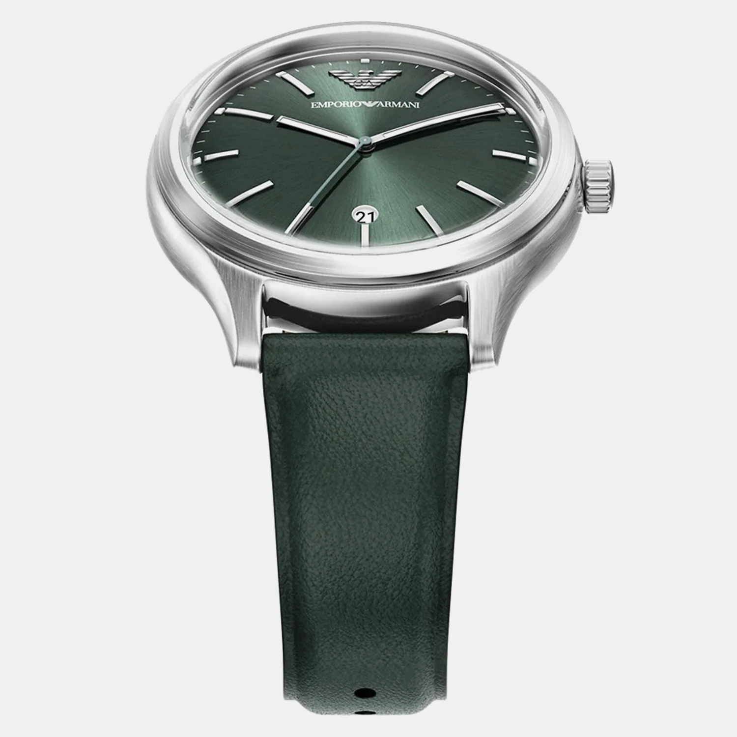 Men Quartz Green Dial Analog Leather Watch AR11749 - Image 4