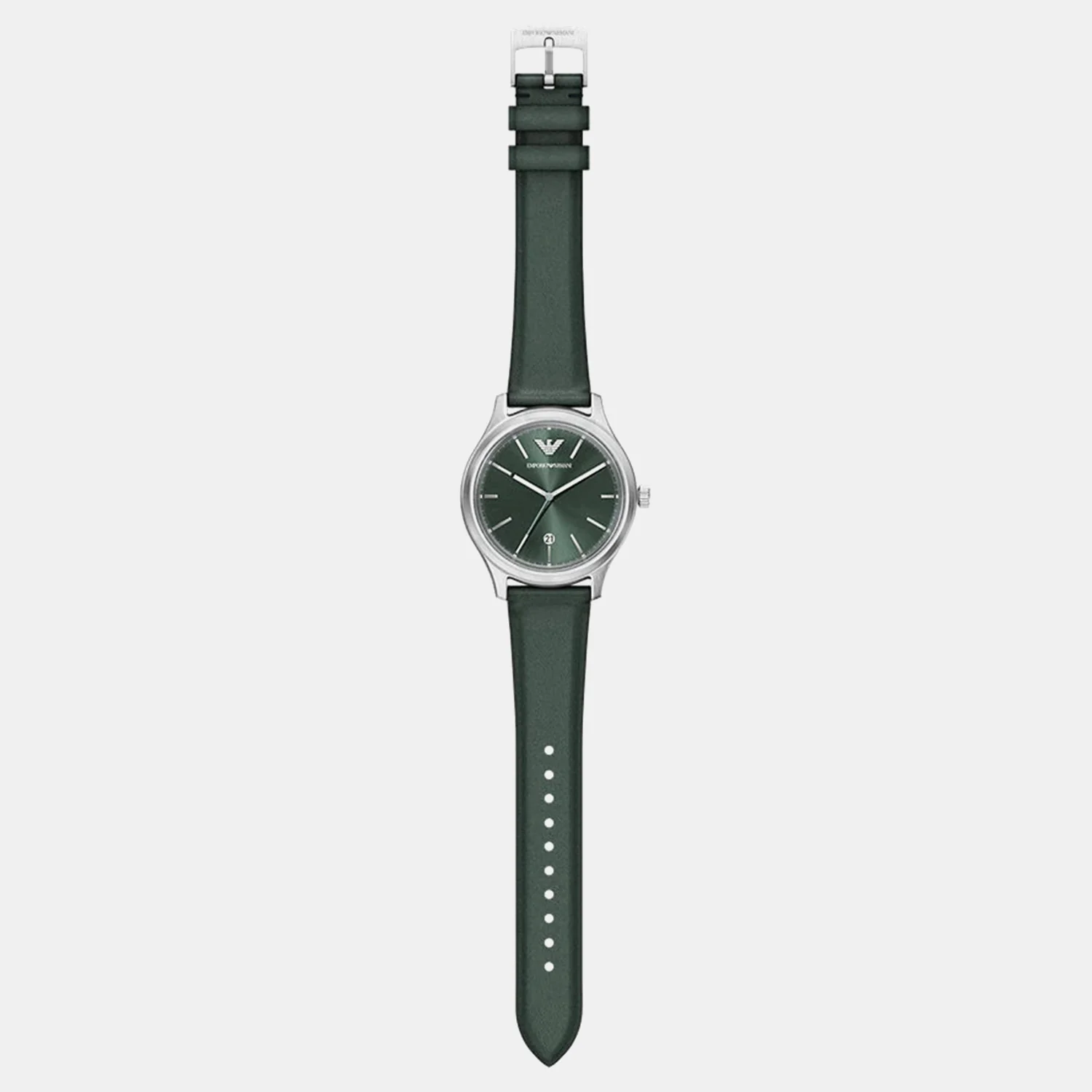 Men Quartz Green Dial Analog Leather Watch AR11749 - Image 6