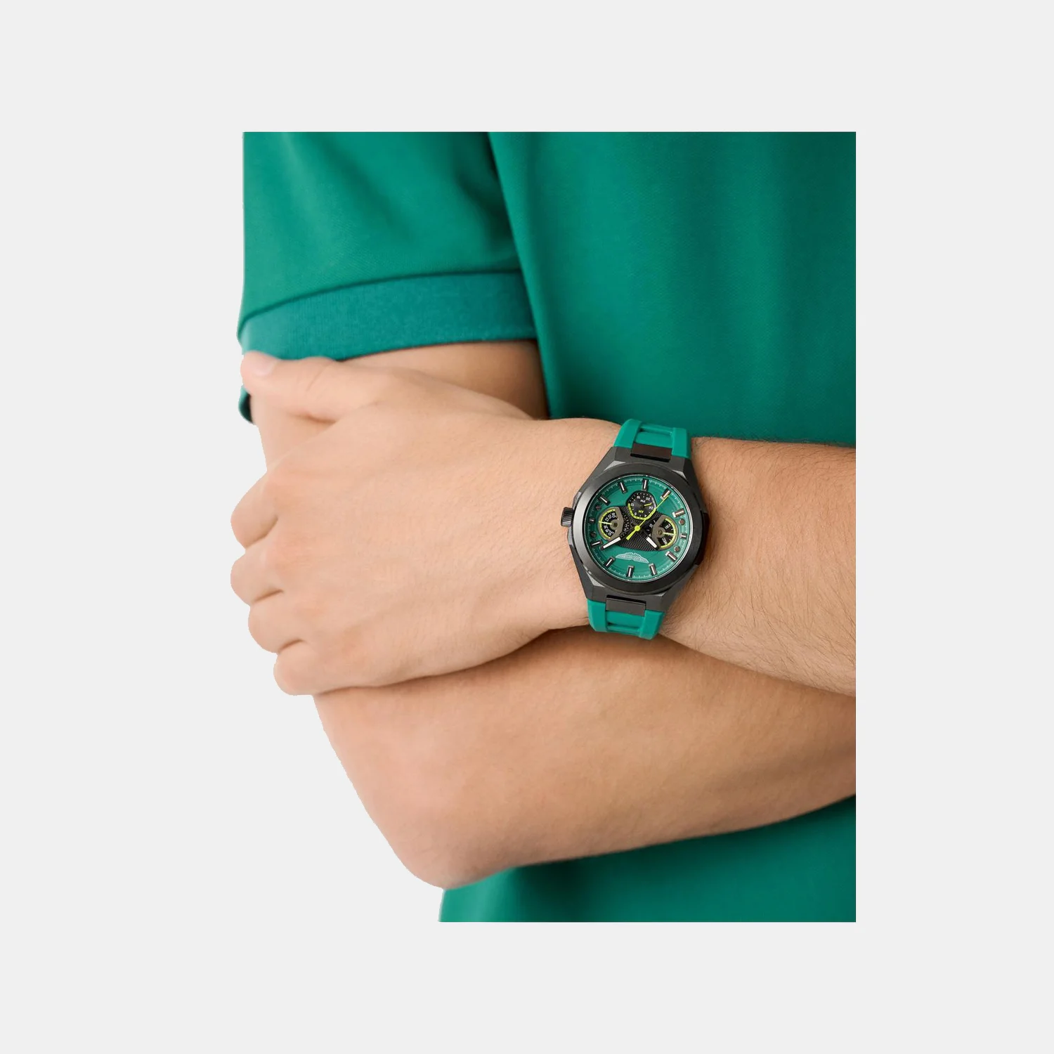 Aml Thrill Men Quartz Green Dial Multi-Function Silicone Watch MTRI1F5033E - Image 6