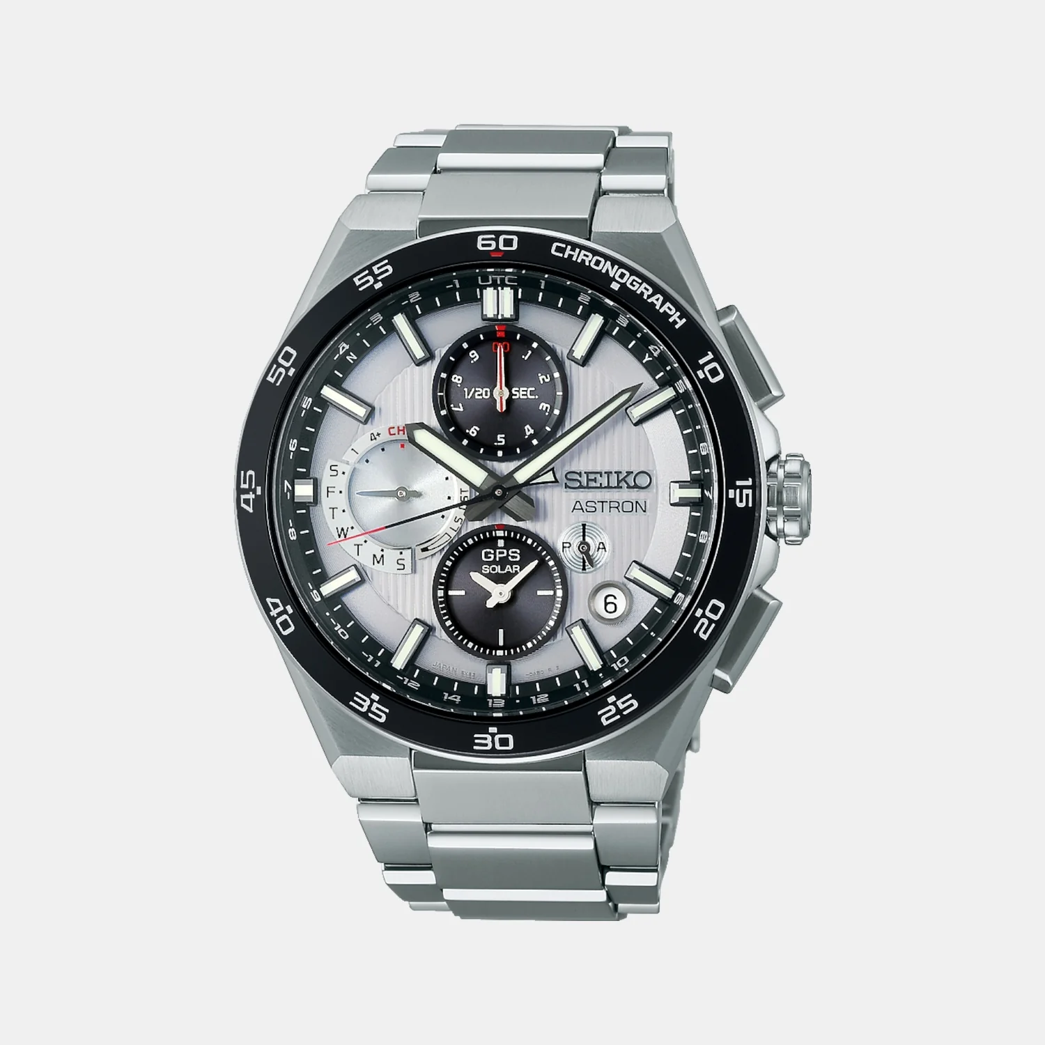 Astron Men Solar Sparkling Blue Dial Chronograph Stainless Steel Watch SSH153J1 - Image 5