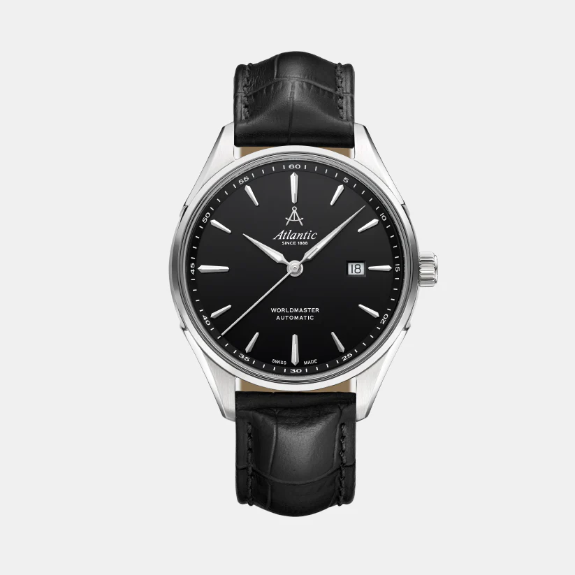 Men Automatic Black Dial Analog Leather Watch 52759.41.61S