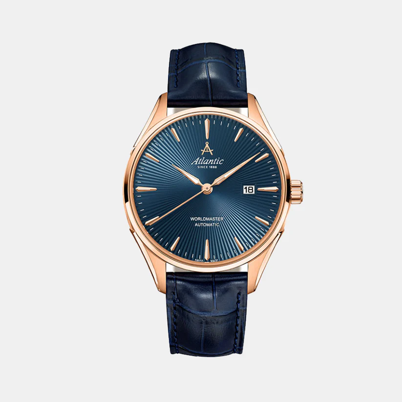 Men Automatic Blue Dial Analog Leather Watch 52759.44.51