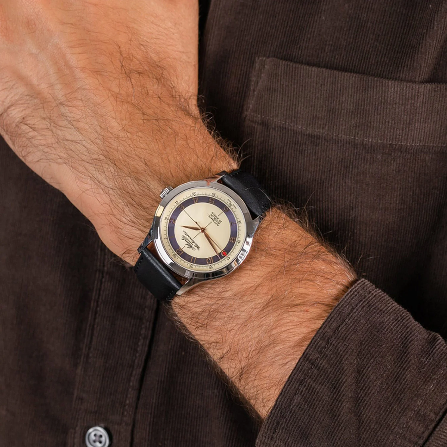 Men Automatic Cream Dial Analog Leather Watch 53754.41.93RB - Image 3