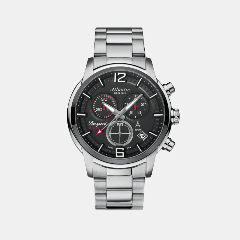 Men Quartz Black Dial Chronograph Stainless Steel Watch 87466.42.45