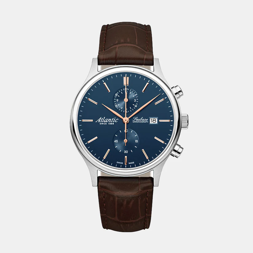 Men Quartz Blue Dial Chronograph Leather Watch 64452.41.51R