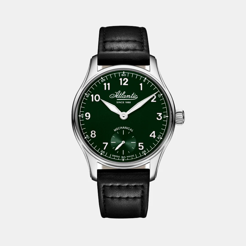 Men Quartz Green Dial Analog Leather Watch 52952.41.73
