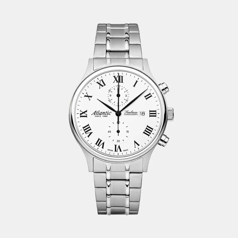 Men Quartz White Dial Chronograph Stainless Steel Watch 64457.41.18