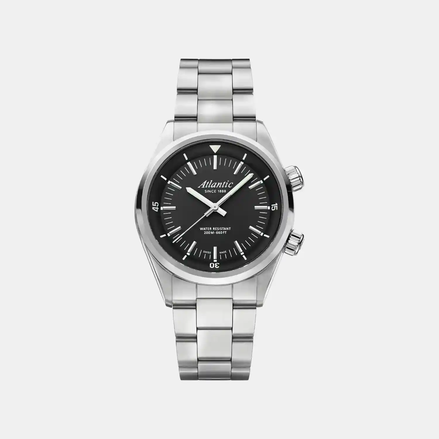 Seacloud Diver Men Quartz Black Dial Analog Metal Watch 73375.41.61