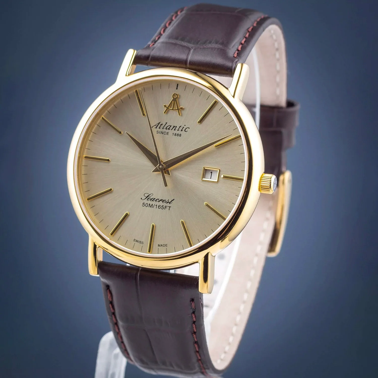 Seacrest Men Quartz Gold Dial Analog Leather Watch 50354.45.31 - Image 2