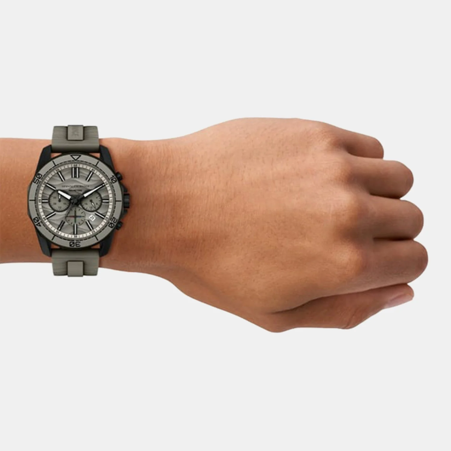 Men Quartz Grey Dial Chronograph Silicone Watch AX1971 - Image 4