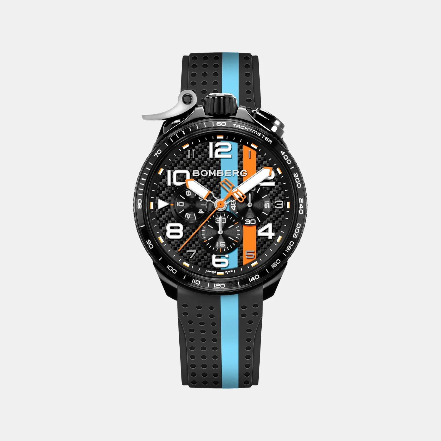 Racing Carbon Men Quartz Black Dial Chronograph Silicone Watch BS45CHPBA.059-6.2.12 - Image 2