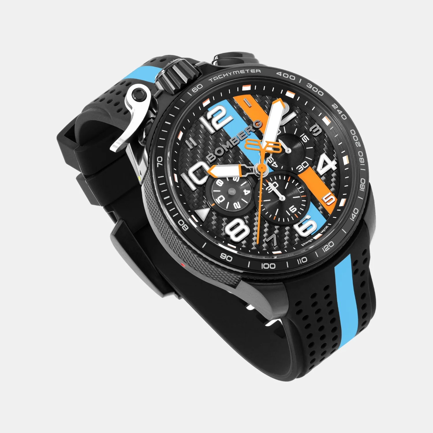 Racing Carbon Men Quartz Black Dial Chronograph Silicone Watch BS45CHPBA.059-6.2.12 - Image 3