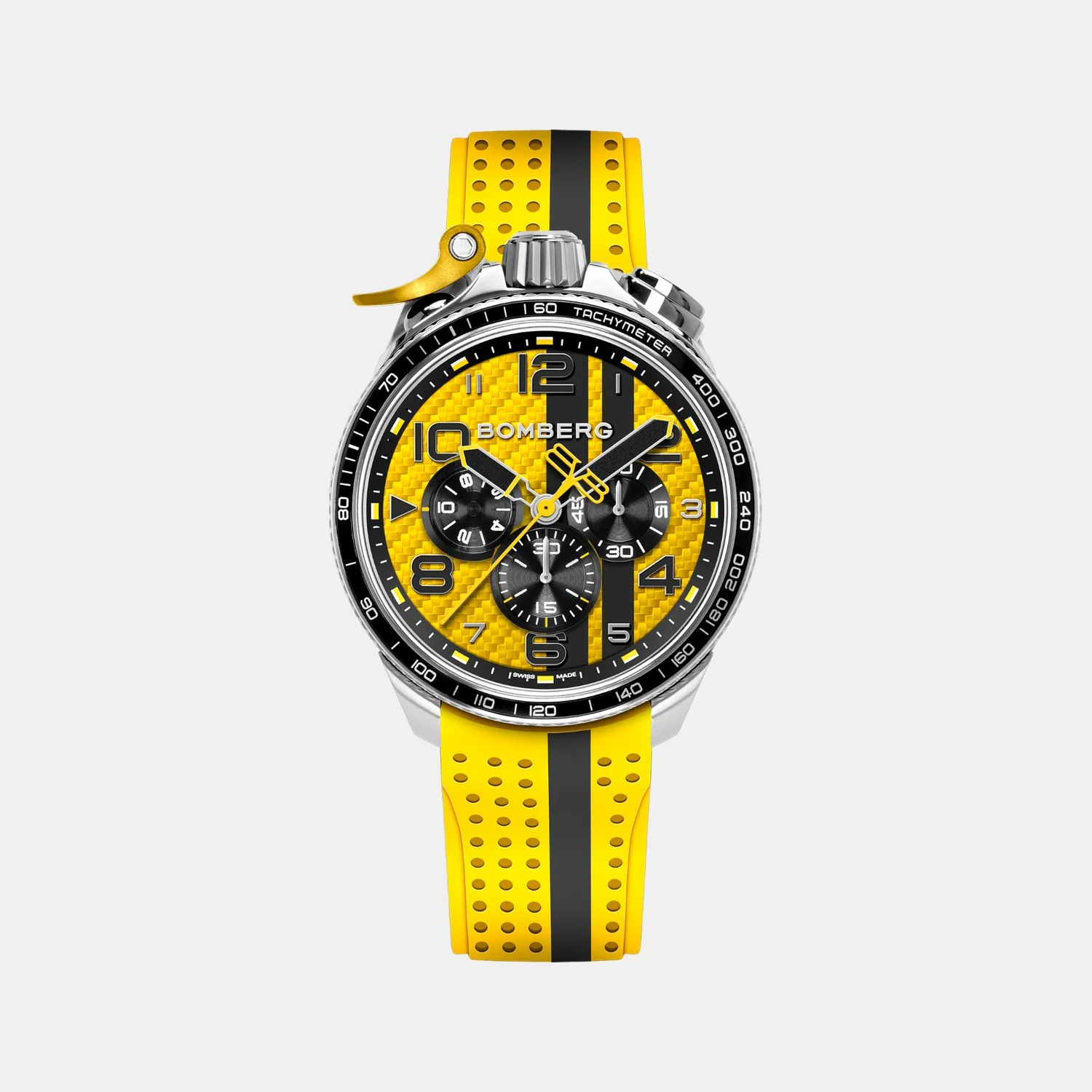 Racing Carbon Men Quartz Yellow Dial Chronograph Silicone Watch BS45CHSP.059-33.12 - Image 2