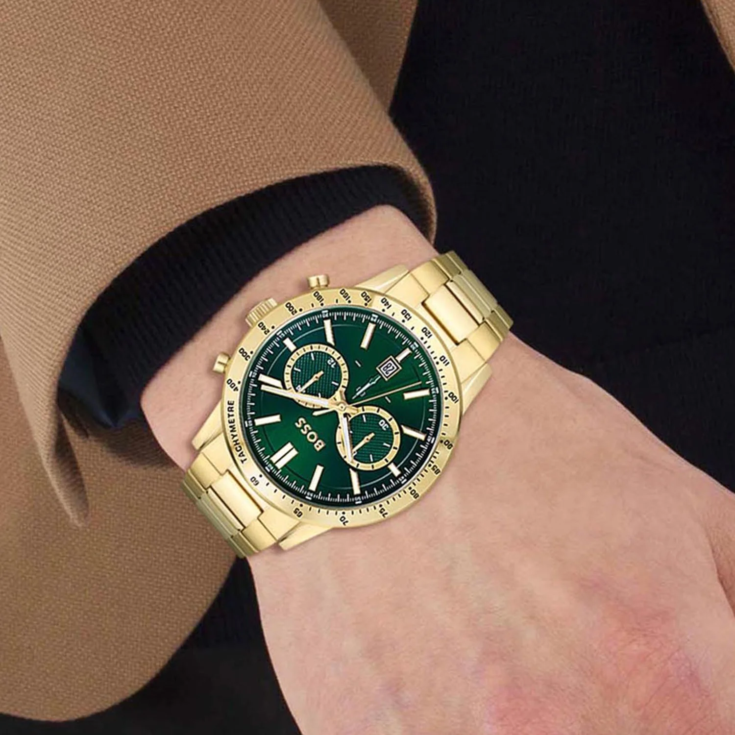 Allure Men Quartz Green Dial Chronograph Stainless Steel Watch 1513923 - Image 4