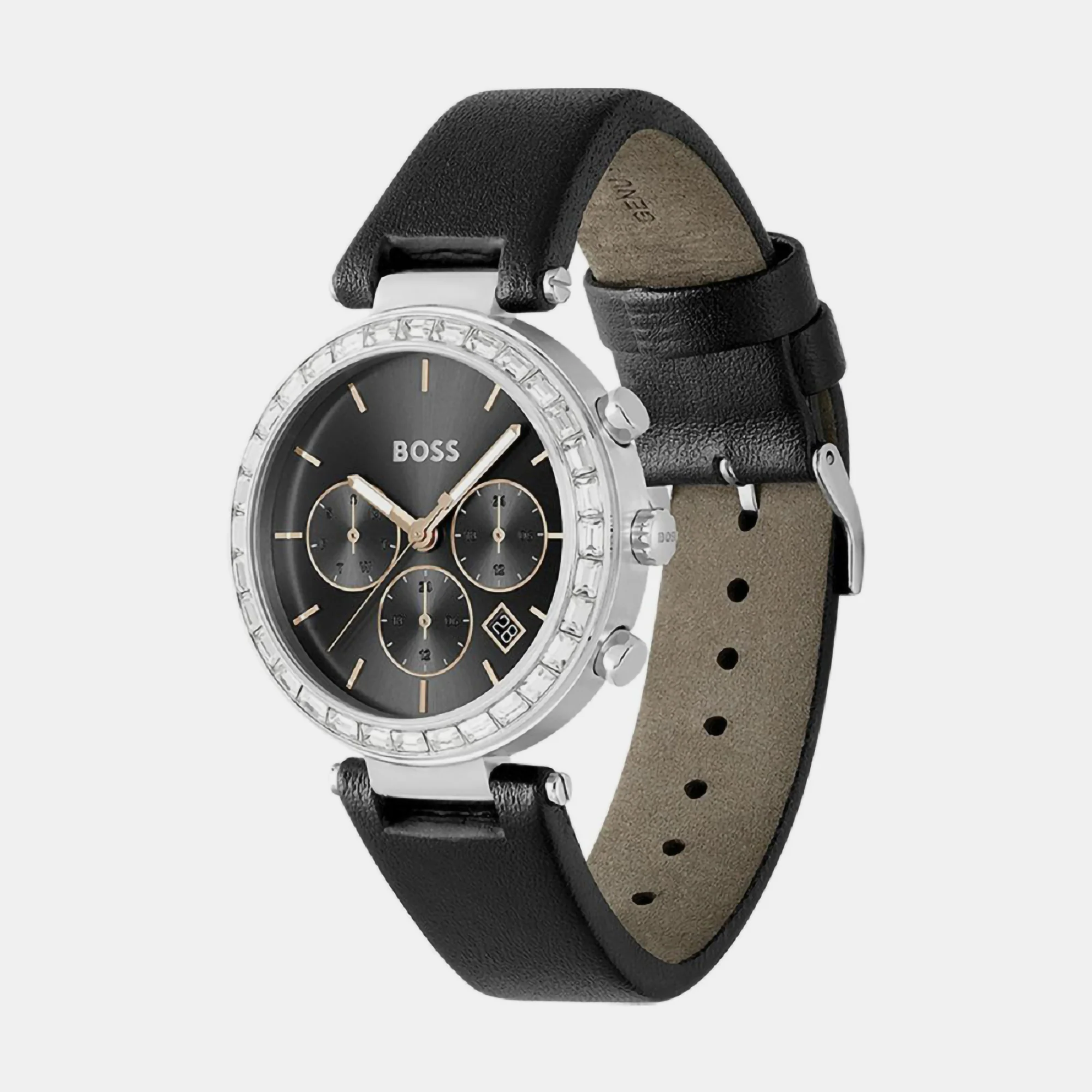 Andra Women Quartz Black Dial Chronograph Leather Watch 1502689 - Image 3