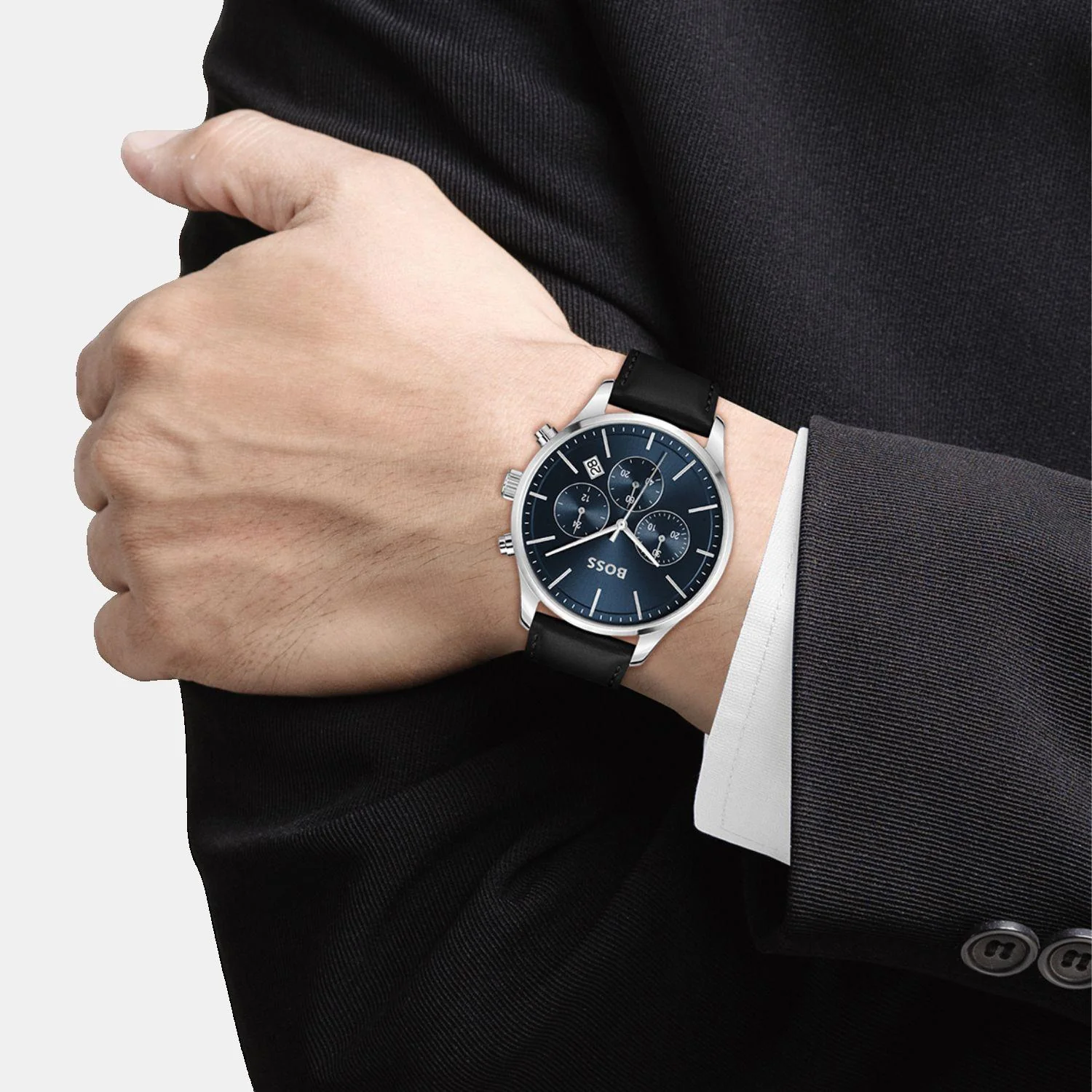 Avery Men Quartz Blue Dial Chronograph Leather Watch 1514156 - Image 4