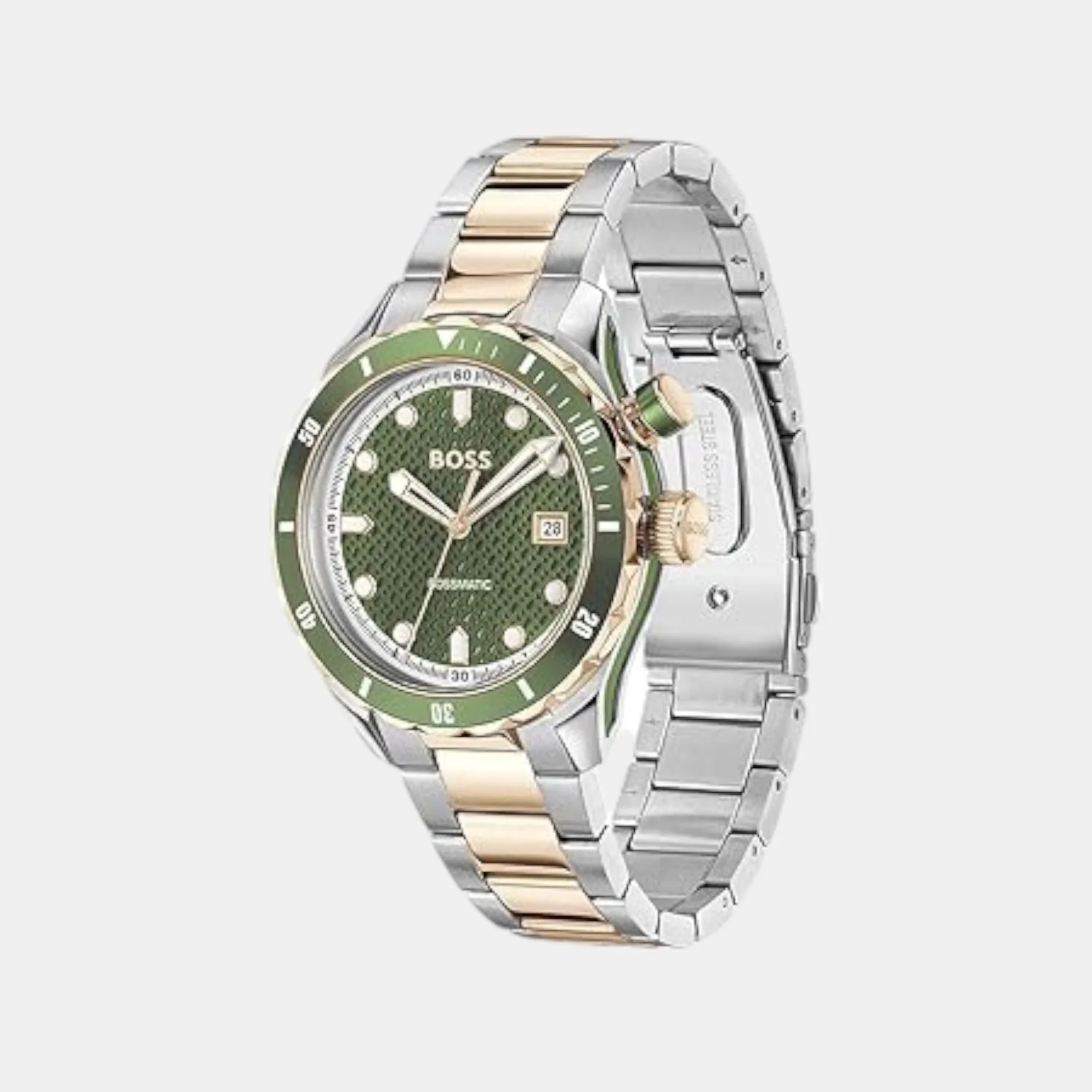 Bossmatic Men Automatic Green Dial Analog Stainless Steel Watch 1514181 - Image 3