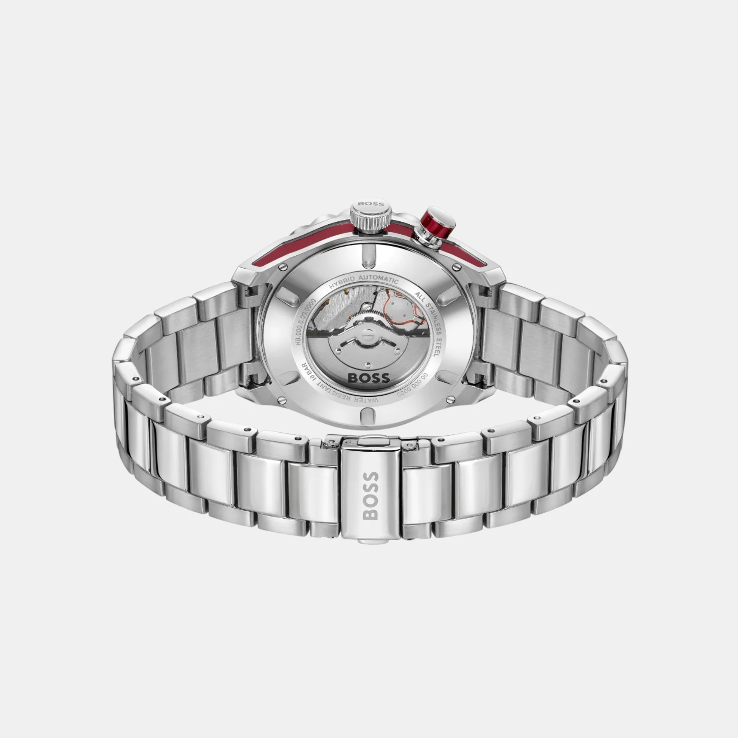 Bossmatic Men Automatic Red Dial Analog Stainless Steel Watch 1514179 - Image 5