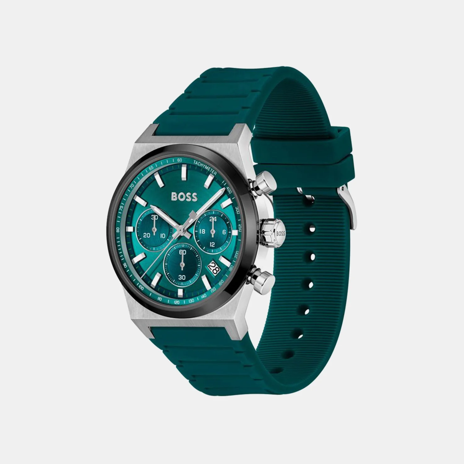 Candor Chrono Men Quartz Green Dial Chronograph Silicone Watch 1514244 - Image 2